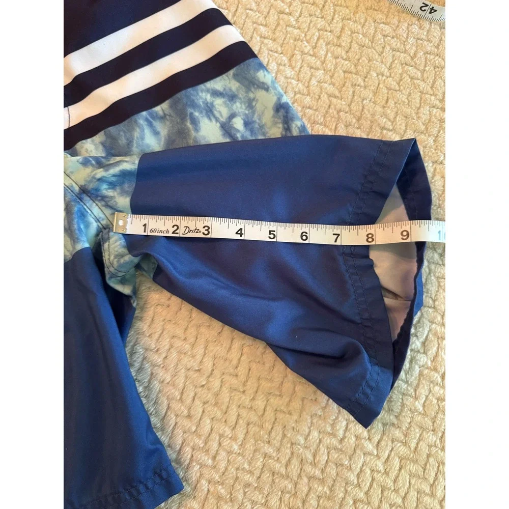 Cat & Jack Boys Blue Colorblock Tie Dye Striped Swim Trunks Board Shorts L 12/14